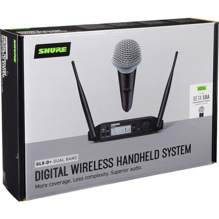 Shure GLXD24+ Sistema Inalámbrico Vocal Dual Banda con Micrófono BETA 58A y Receptor Portátil
