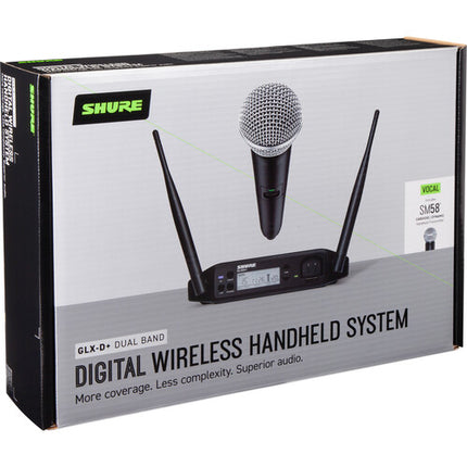 Shure GLXD24+ Sistema inalámbrico vocal doble banda con micrófono SM58 12 h batería portátil