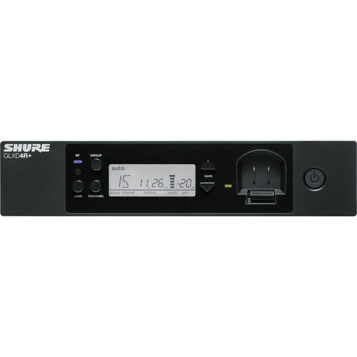 Shure GLXD4R+ receptor inalámbrico de rack dual banda 2.4 y 5.8 GHz con display y batería recargable
