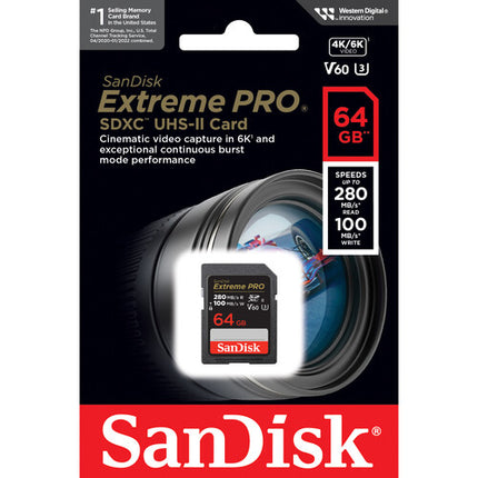 SanDisk Extreme PRO UHS-II SDXC Tarjeta de Memoria 64GB 280MBs 5 Pack