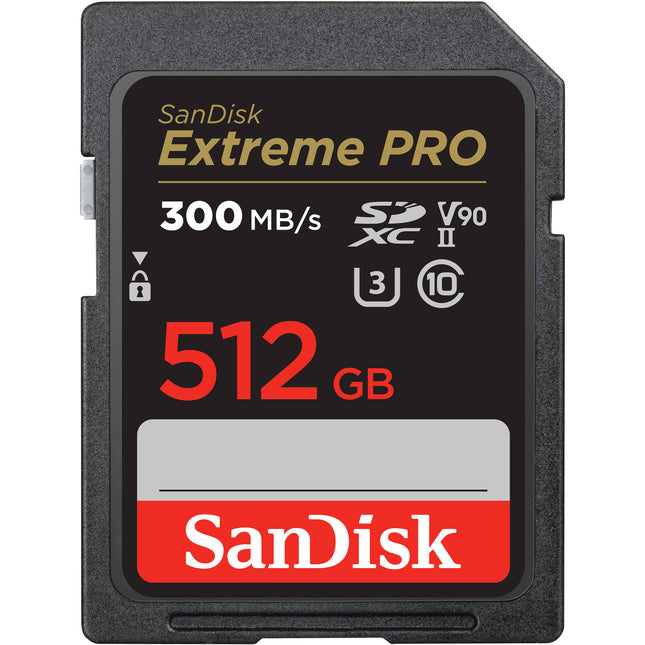 SanDisk 512GB Extreme PRO SDXC UHS-II Tarjeta de Memoria 300MB/s Lectura 260MB/s Escritura