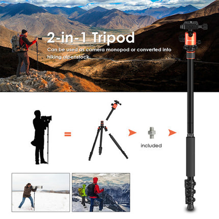 Geekoto AT24Pro Dreamer Trípode de Aluminio 77" Capacidad 17.6 lb con Kit de Accesorios