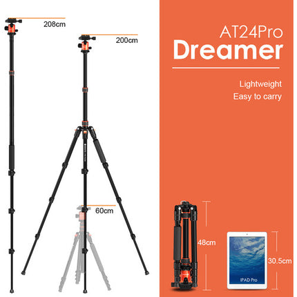 Geekoto AT24Pro Dreamer Trípode de Aluminio 77" Capacidad 17.6 lb con Cabezal de Bola Arca-Type