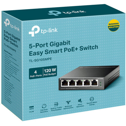 TP-Link TL-SG105MPE Switch Gestionado 5 Puertos Gigabit 4 PoE+ 120W