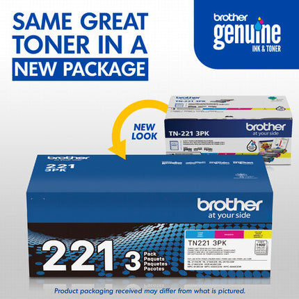 Cartuchos Toner Color Brother TN221 3-Pack Cyan Magenta Amarillo
