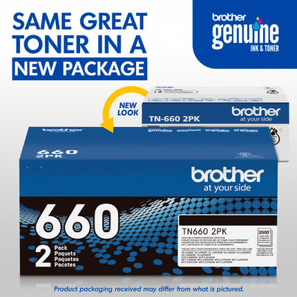 Cartucho de tóner negro Brother TN660 alto rendimiento 2 unidades compatible DCP HL MFC