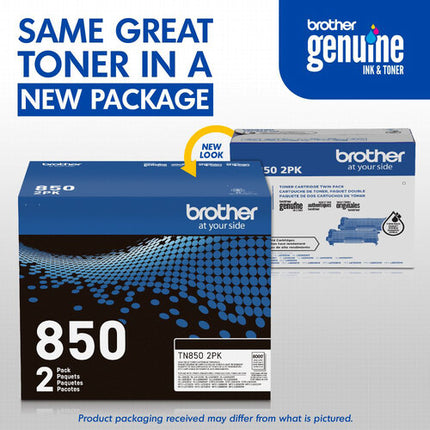 Cartucho de tóner negro Brother TN850 alto rendimiento kit 2 unidades para impresoras Brother DCP HL MFC