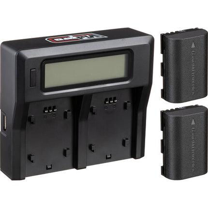 Power2000 Dos Baterías Canon LP-E6NH Tipo con Cargador LCD Dual-Bahía