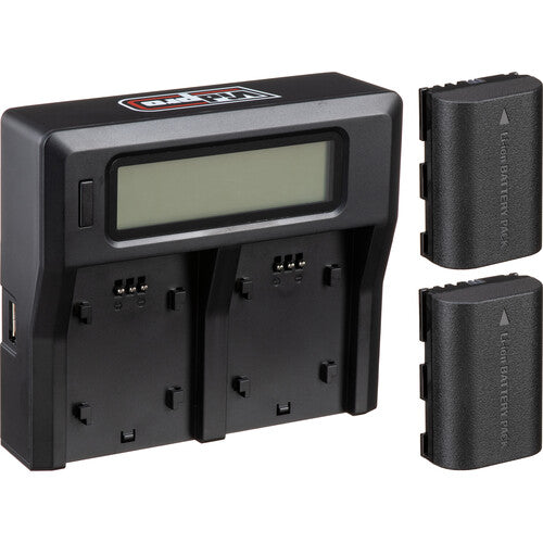 Power2000 Dos Baterías Canon LP-E6NH Tipo con Cargador LCD Dual-Bahía