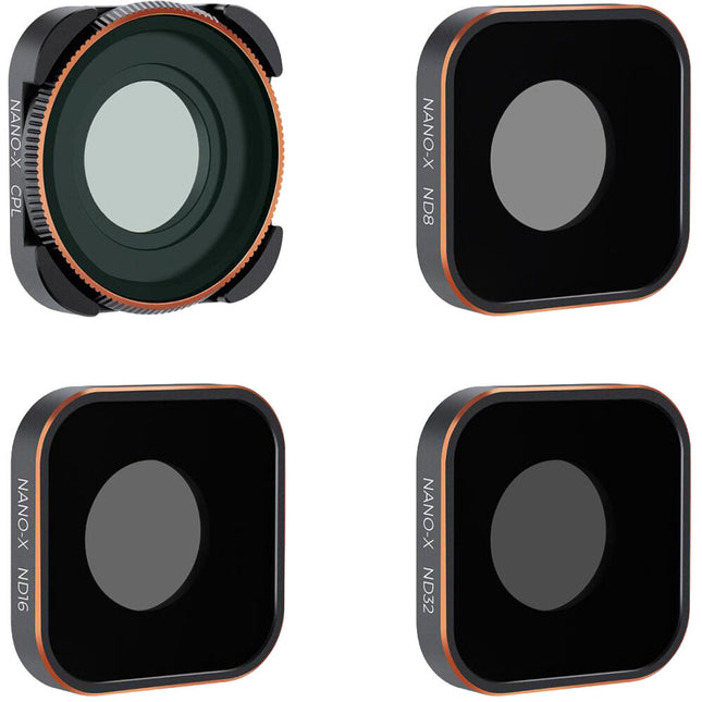 K&F Concept Kit de 4 Filtros para GoPro HERO9 10 11 Negro ND8 ND16 ND32 CPL vidrio óptico