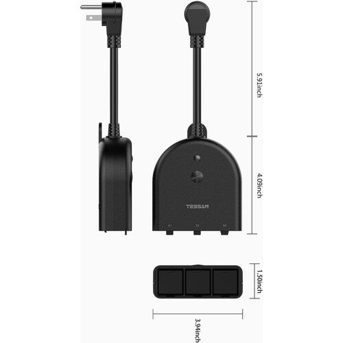 Tessan Regleta Inteligente Exterior IP44 WiFi 3 Enchufes Temporizador