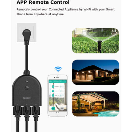 Tessan Regleta Inteligente Exterior IP44 WiFi 3 Enchufes Temporizador