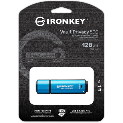 Kingston IronKey Vault Privacy 50 Series Memoria USB-C 128GB 250MB/s Azul