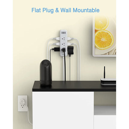 Tessan Regleta 9 Enchufes 3 Puertos USB 1250W Cable 6 Pies Blanco Gris