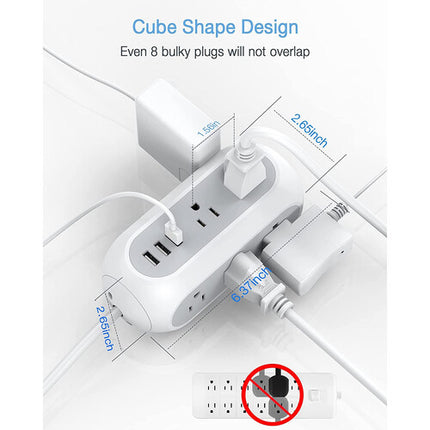 Tessan Regleta de Sobretensión con 8 Enchufes 3 Puertos USB 6.5 ft