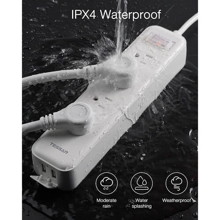 Tessan Protector Sobretensiones Exterior 4 Tomas 2 USB 6 pies IPX4