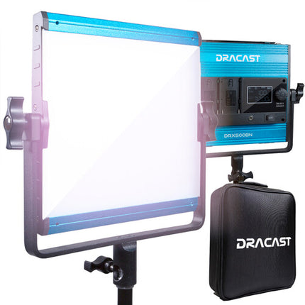 Dracast X Series LED500 Panel de luz LED bicolor 8x8 3200-5600K 836 Lux con difusor y estuche