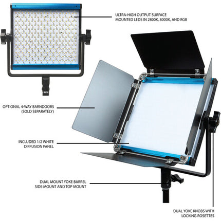 Dracast X Series LED500 RGB Panel LED 8x8 Pulgadas 924 Lux 2800-8000K Estuche y Difusor