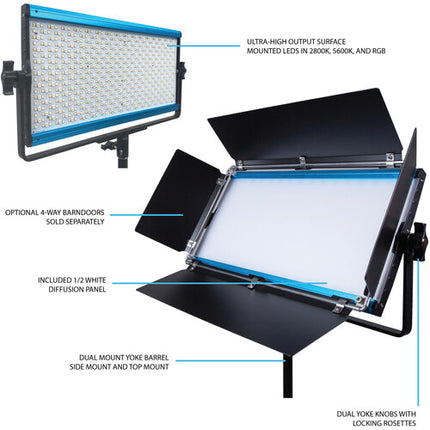 Dracast X Series LED1000 Panel LED RGB para video 1375 Lux 19.5x10.5" con Estuche