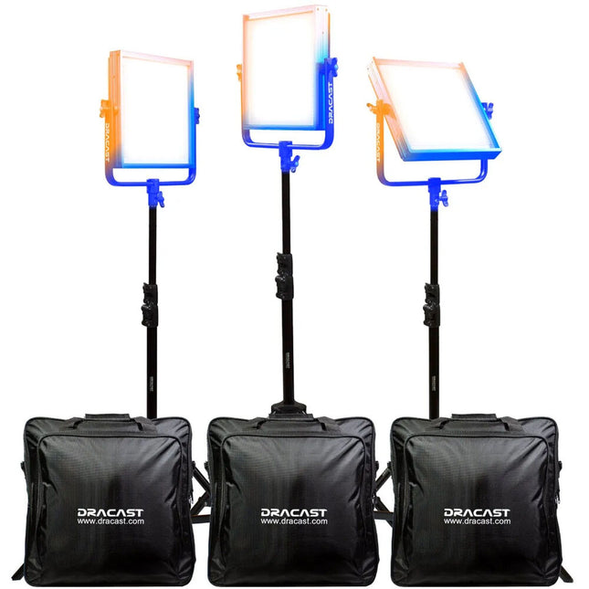 Dracast Pro Series LED1000 Panel LED Bicolor 12x12 3402 Lux 3200-5600K Kit 3 Luces
