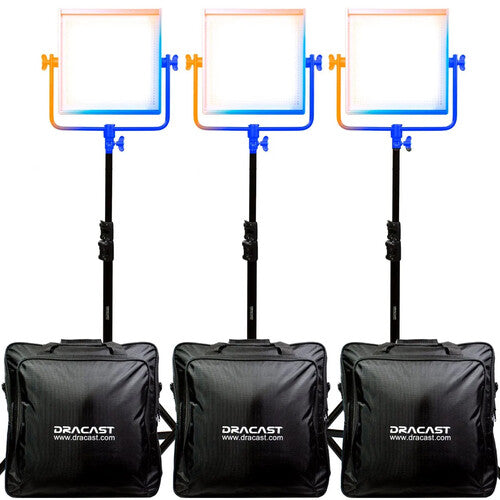 Dracast Pro Series LED1000 Panel LED Bicolor 12x12 3402 Lux 3200-5600K Kit 3 Luces