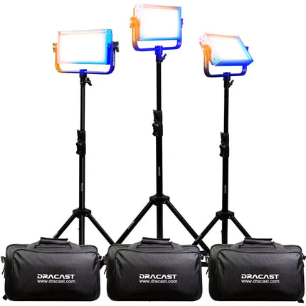 Dracast Pro Series LED500 Panel LED Bicolor 12x6 2187 Lux 3200-5600K Kit 3 Luces