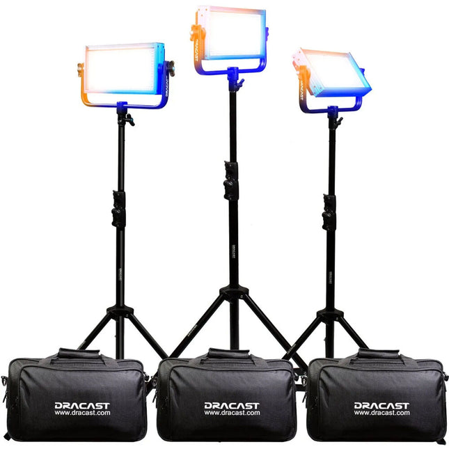 Dracast Pro Series LED500 Panel LED Bicolor 12x6 2187 Lux 3200-5600K Kit 3 Luces