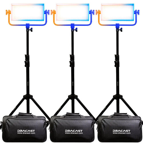 Dracast Pro Series LED500 Panel LED Bicolor 12x6 2187 Lux 3200-5600K Kit 3 Luces