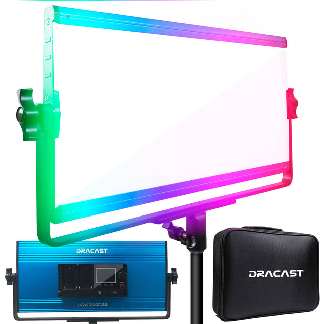 Dracast X Series LED1000 Panel LED RGB para video 1375 Lux 19.5x10.5" con Estuche