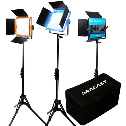 Dracast X Series LED500 Panel LED Bicolor 8x8 Pulgadas 3200-5600K Kit 3 Luces