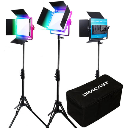 Dracast X Series LED500 Panel LED RGB 8x8" Kit 3 Luces Control App 2800-8000K