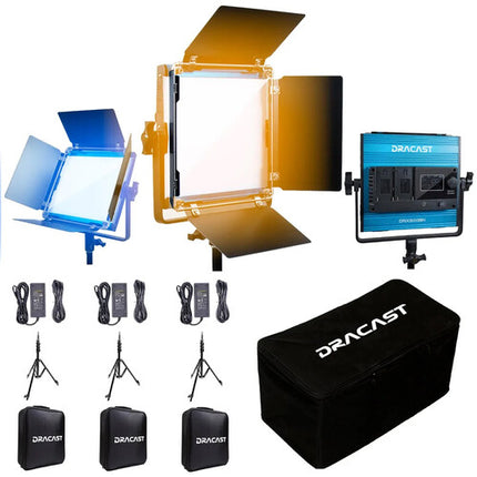 Dracast X Series LED500 Panel LED Bicolor 8x8 Pulgadas 3200-5600K Kit 3 Luces