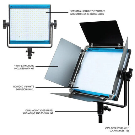 Dracast X Series LED500 Panel LED Bicolor 8x8 Pulgadas 3200-5600K Kit 3 Luces