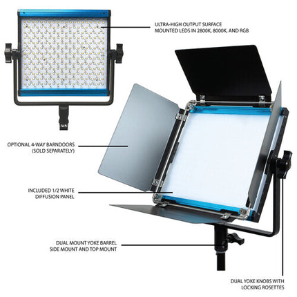 Dracast X Series LED500 Panel LED RGB 8x8" Kit 3 Luces Control App 2800-8000K