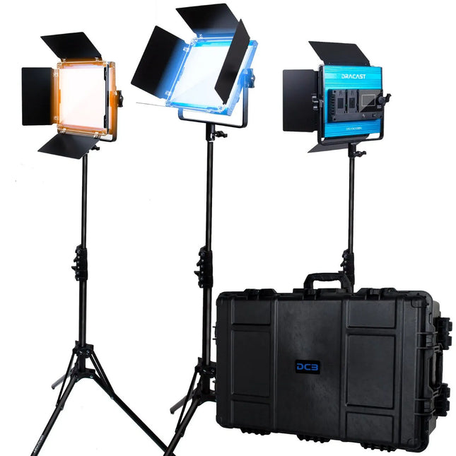Dracast X Series LED500 Panel LED Bicolor 8x8" Kit 3 Luces y Maleta Impermeable