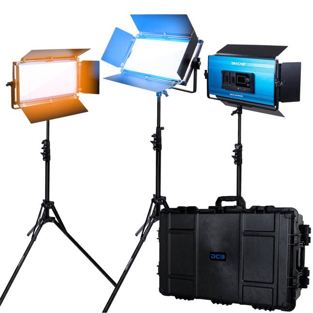 Dracast X Series LED1000 Panel LED Bicolor Kit 3 Luces 1275 Lux 3200-5600K
