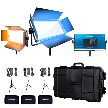 Dracast X Series LED1000 Panel LED Bicolor Kit 3 Luces 1275 Lux 3200-5600K