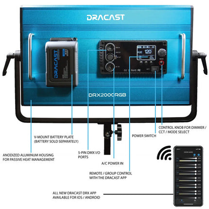 Dracast X Series LED2000 Panel LED RGB 3867 Lux 2800-8000K Kit 3 Luces