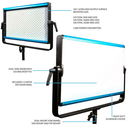 Dracast X Series LED2000 Panel LED RGB 3867 Lux 2800-8000K Kit 3 Luces