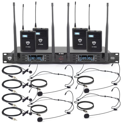 Nady D-450-LT-HM10 Sistema Inalámbrico Digital 4 Canales 300' Alcance 10h Batería