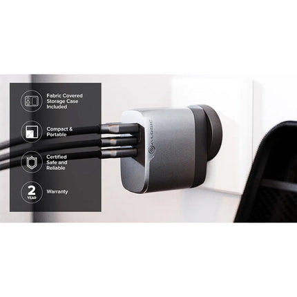 ALOGIC Rapid Power Cargador GaN 3 Puertos 67W con Cable USB-C 2m y Adaptadores de Viaje