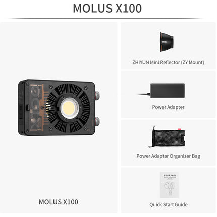 Zhiyun MOLUS X100 Luz Monolight Bi-Color 2700-6500K 3881 lux con Reflector