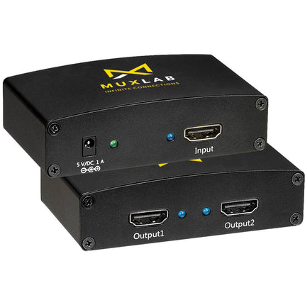 MuxLab 1x2 UHD 4K HDMI Splitter Divisor 3840x2160 Metal Durable