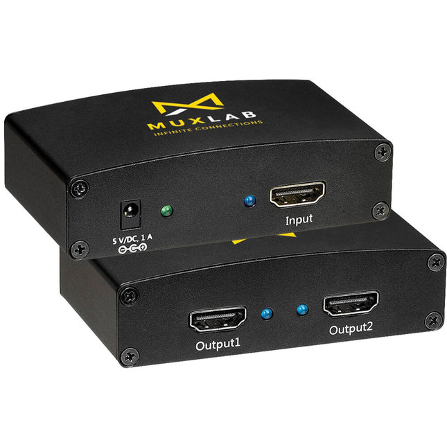 MuxLab 1x2 UHD 4K HDMI Splitter Divisor 3840x2160 Metal Durable