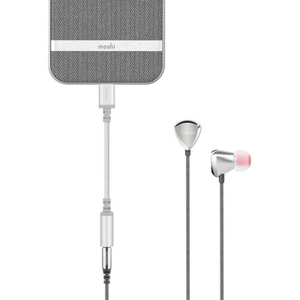 Moshi Integra Adaptador Jack para Auriculares 3.5mm Nylon trenzado Jet Silver