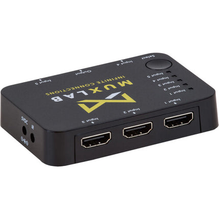 MuxLab 5x1 conmutador HDMI 4K HDR compatible HDCP IR mando