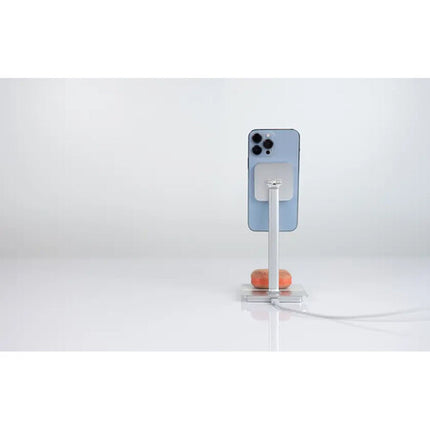 LAB22 Soporte Magnético para Teléfono con Carga Inalámbrica Dual Plata con Inclinación Ajustable 5 a 45°