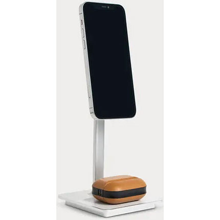 LAB22 Soporte Magnético para Teléfono con Carga Inalámbrica Dual Plata con Inclinación Ajustable 5 a 45°