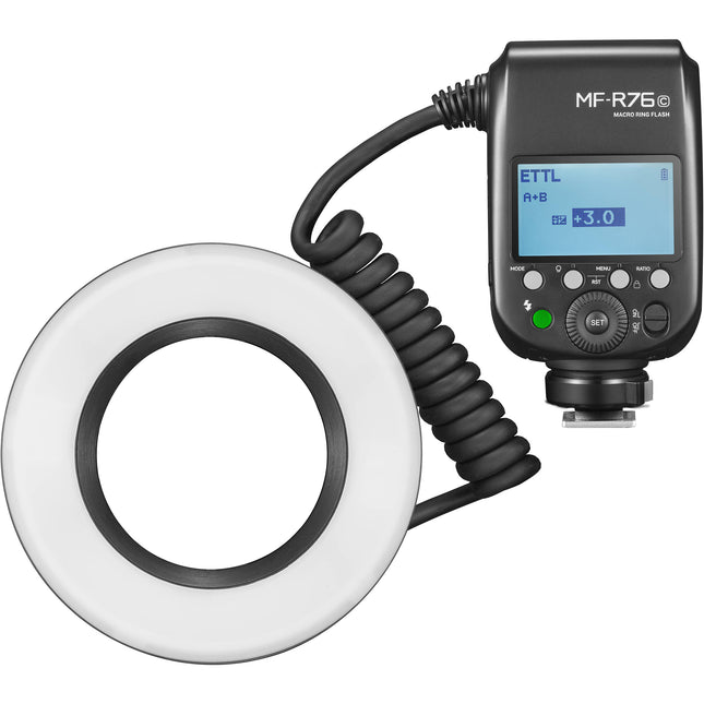 Godox MF-R76C TTL Flash Anular Macro para Canon con Batería Recargable y 8 Adaptadores