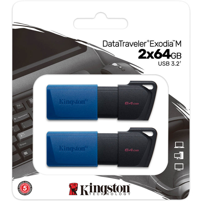 Kingston 64GB DataTraveler Exodia M Memoria USB 3.2 Gen 1 Azul 2-Pack